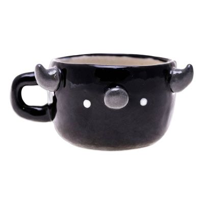 Alternate image for Animal-Themed Ceramic Buffalo Demitasse Handmade in Thailand Buffalo Demitasse