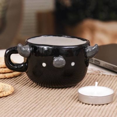 Alternate image for Animal-Themed Ceramic Buffalo Demitasse Handmade in Thailand Buffalo Demitasse