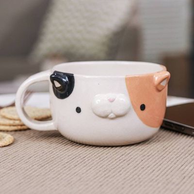 Alternate image for Whimsical 6 oz Ceramic Calico Cat Cup with a Glossy Finish Calico Elixir