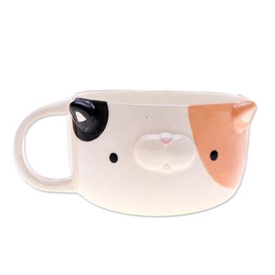 Alternate image for Whimsical 6 oz Ceramic Calico Cat Cup with a Glossy Finish Calico Elixir