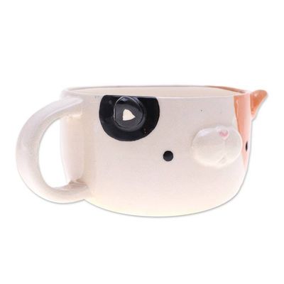 Alternate image for Whimsical 6 oz Ceramic Calico Cat Cup with a Glossy Finish Calico Elixir