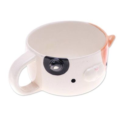Alternate image for Whimsical 6 oz Ceramic Calico Cat Cup with a Glossy Finish Calico Elixir