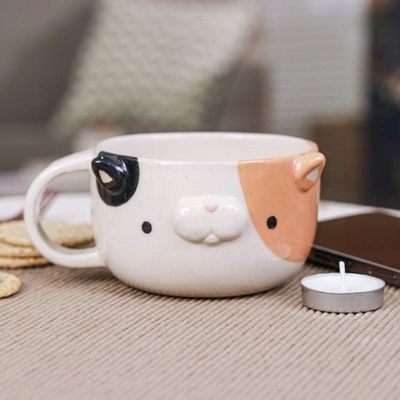 Alternate image for Whimsical 6 oz Ceramic Calico Cat Cup with a Glossy Finish Calico Elixir