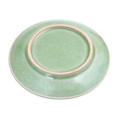 Alternate image for Elephant Motif Handcrafted Thai Celadon Dessert Plate Sleeping Elephant