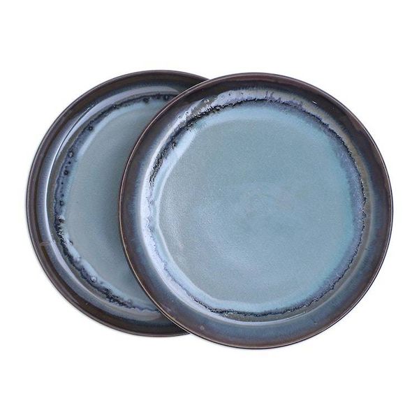 Alternate image for Hand Made Indigo Ceramic Salad Plates Pair Blue Crush