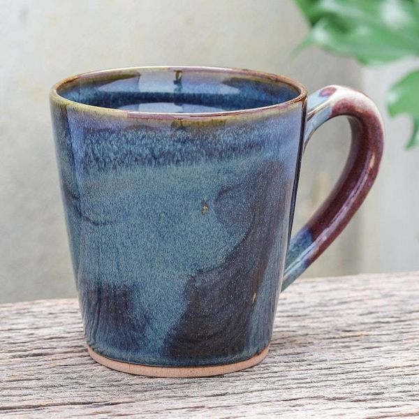 Alternate image for Hand Made Blue and Red Ceramic Mug Shoreline