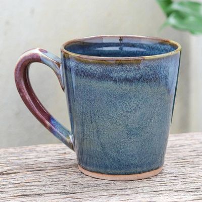 Alternate image for Hand Made Blue and Red Ceramic Mug Shoreline