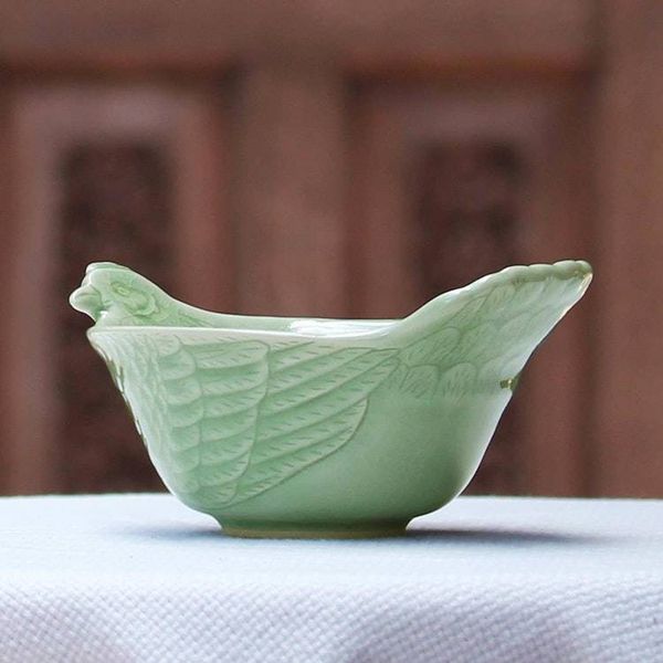 Alternate image for Hand Crafted Celadon Ceramic Chicken Bowl from Thailand Chiang Mai Chicken