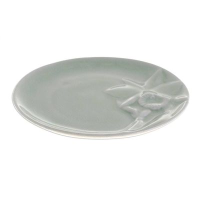 Alternate image for Green Floral Celadon Ceramic Dessert Plate Lanna Orchid