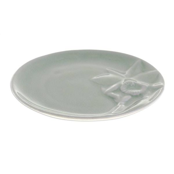 Alternate image for Green Floral Celadon Ceramic Dessert Plate Lanna Orchid