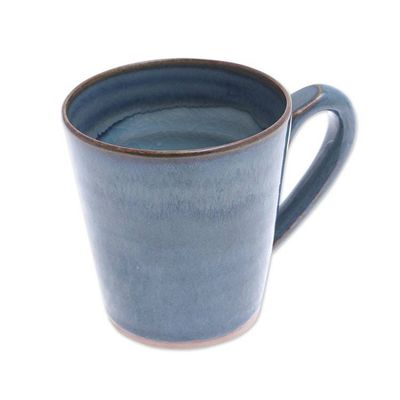 Alternate image for Artisan Crafted Blue Ceramic Mug from Thailand Blue Crush