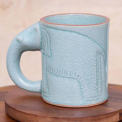 Alternate image for Hand Crafted Celadon Ceramic Elephant Mug Calming Cup