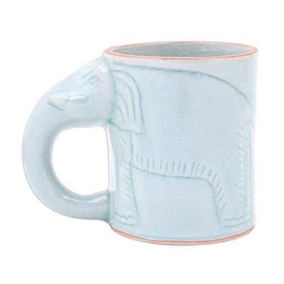 Alternate image for Hand Crafted Celadon Ceramic Elephant Mug Calming Cup
