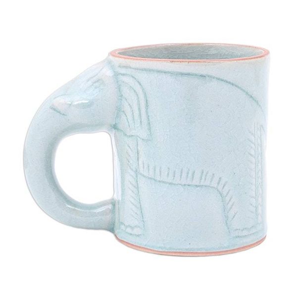 Alternate image for Hand Crafted Celadon Ceramic Elephant Mug Calming Cup