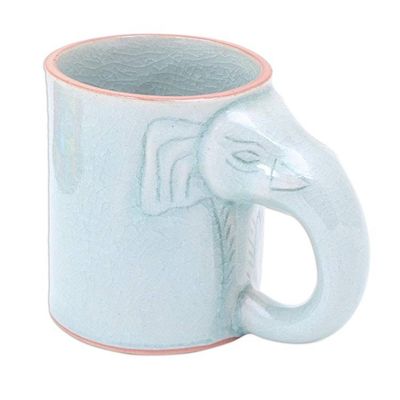 Alternate image for Hand Crafted Celadon Ceramic Elephant Mug Calming Cup