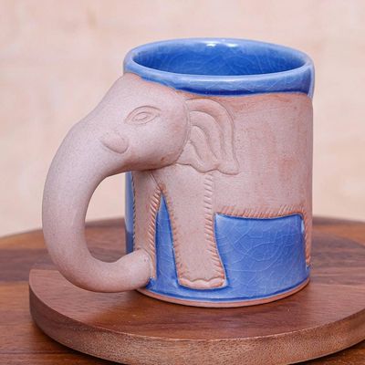 Alternate image for Hand Made Celadon Ceramic Elephant Mug from Thailand Morning Joe