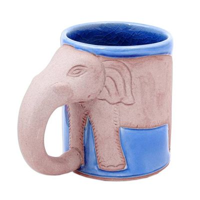 Alternate image for Hand Made Celadon Ceramic Elephant Mug from Thailand Morning Joe