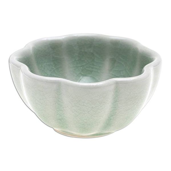 Alternate image for Handcrafted Celadon Ceramic Bowl Flower Bloom in Green