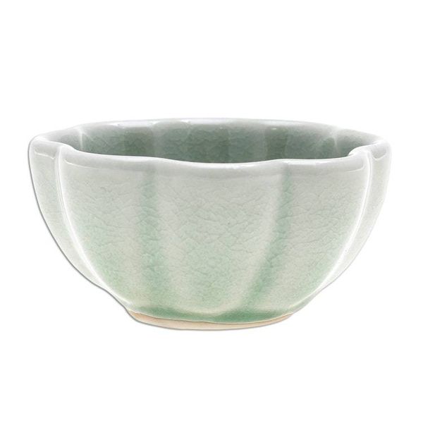 Alternate image for Handcrafted Celadon Ceramic Bowl Flower Bloom in Green
