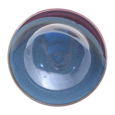 Alternate image for Hand Crafted Blue Ceramic Soup Bowl Happy Harvest