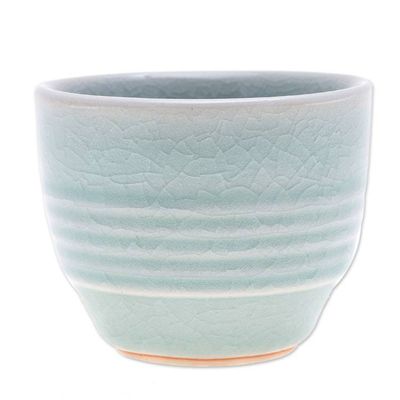 Alternate image for Aqua Celadon Ceramic Teacup Relaxing Afternoon