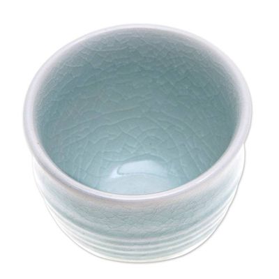 Alternate image for Aqua Celadon Ceramic Teacup Relaxing Afternoon