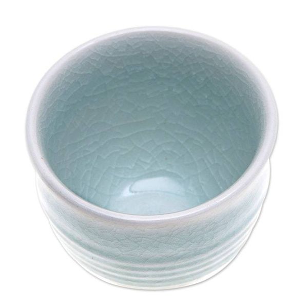 Alternate image for Aqua Celadon Ceramic Teacup Relaxing Afternoon
