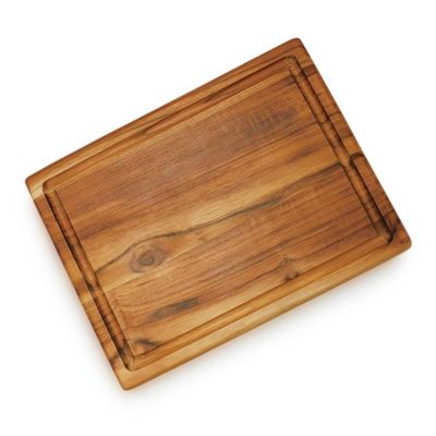 Alternate image for Minimalist Natural Grain-Patterned Teak Wood Cutting Board Portrait of Taste