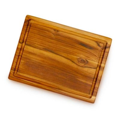 Alternate image for Minimalist Natural Grain-Patterned Teak Wood Cutting Board Portrait of Taste
