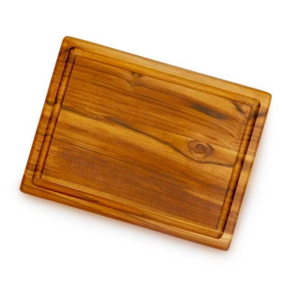 Alternate image for Minimalist Natural Grain-Patterned Teak Wood Cutting Board Portrait of Taste