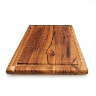 Alternate image for Minimalist Natural Grain-Patterned Teak Wood Cutting Board Portrait of Taste