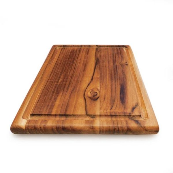Alternate image for Minimalist Natural Grain-Patterned Teak Wood Cutting Board Portrait of Taste