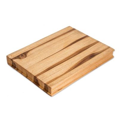 Alternate image for Artisan-Made Large-Sized Striped Teak Wood Cutting Board Culinary Wisdom