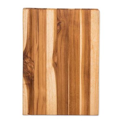 Alternate image for Handcrafted Striped Teak Wood Cutting Charcuterie Board Culinary Wisdom