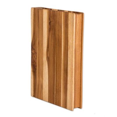 Alternate image for Handcrafted Striped Teak Wood Cutting Charcuterie Board Culinary Wisdom