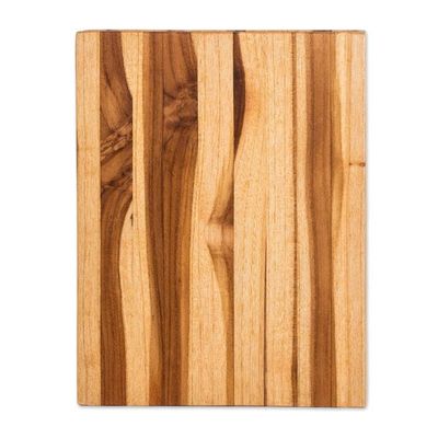Alternate image for Artisan-Made Large-Sized Striped Teak Wood Cutting Board Culinary Wisdom
