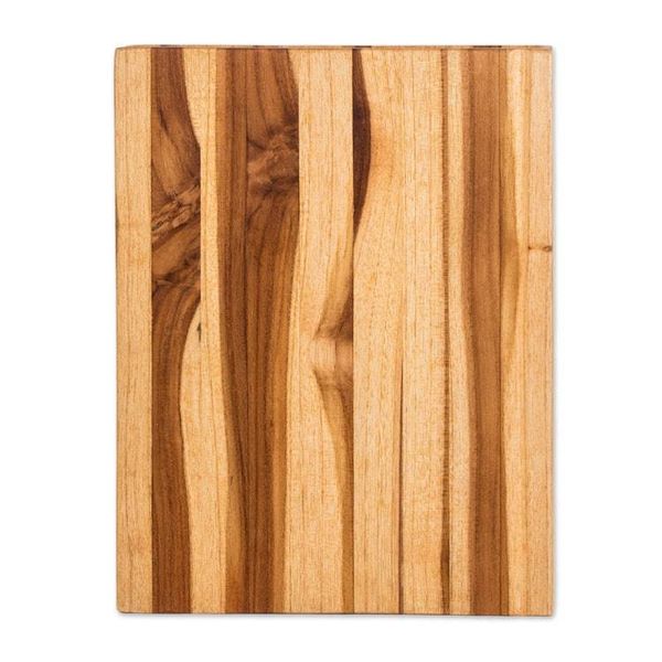 Alternate image for Artisan-Made Large-Sized Striped Teak Wood Cutting Board Culinary Wisdom