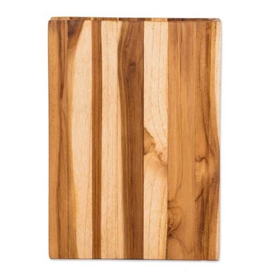 Alternate image for Handcrafted Striped Teak Wood Cutting Charcuterie Board Culinary Wisdom