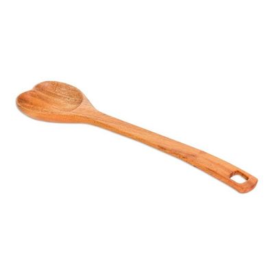 Alternate image for Eco-Friendly Heart-Themed Hand-Carved Teakwood Serving Spoon Mix of Love