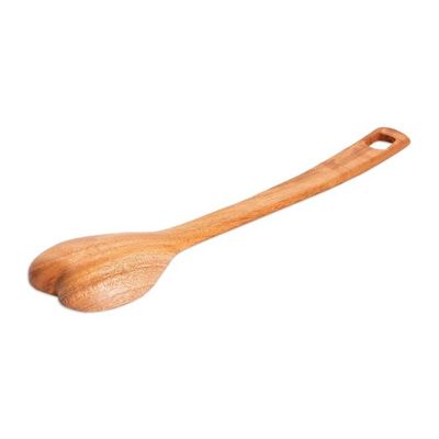 Alternate image for Eco-Friendly Heart-Themed Hand-Carved Teakwood Serving Spoon Mix of Love