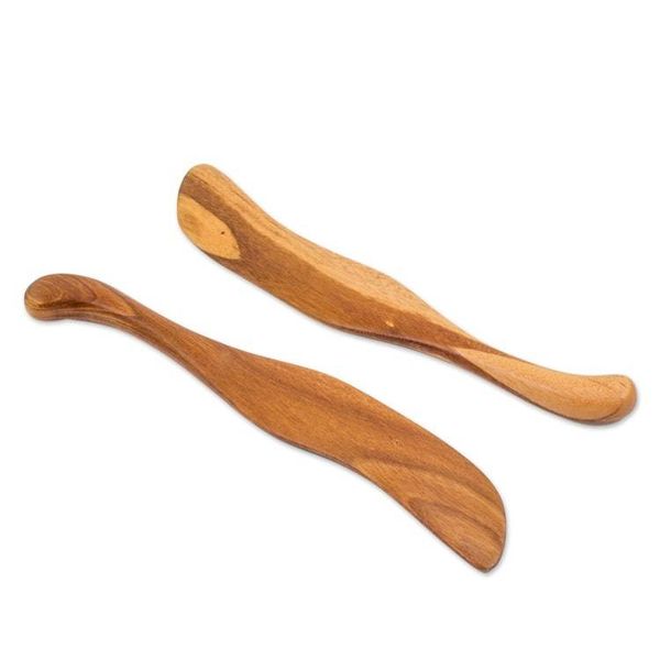 Alternate image for Hand Carved Jobillo Wood Spatulas from Guatemala Pair Peten Cooking