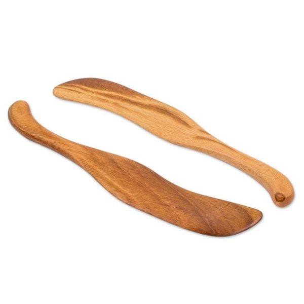 Alternate image for Hand Carved Jobillo Wood Spatulas from Guatemala Pair Peten Cooking