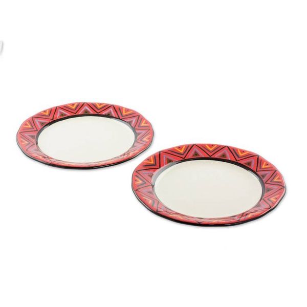 Alternate image for Artisan Crafted Maya Style Luncheon Plates Pair Tazumal