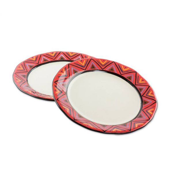 Alternate image for Artisan Crafted Maya Style Luncheon Plates Pair Tazumal
