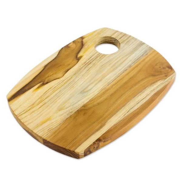 Alternate image for Handcrafted Teak Wood Carving Board with Grooves Presentation