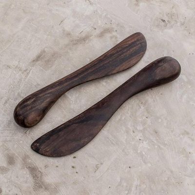 Alternate image for Handcrafted Modern Wood Serving Utensils Pair Peten Delicatessen