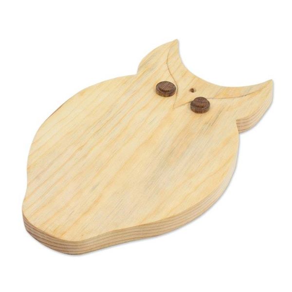 Alternate image for Fair Trade Natural Wood Chopping Board Hand-carved Morning Owl