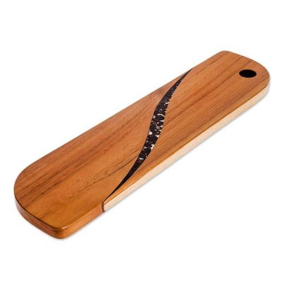 Alternate image for Coffee-Themed Long Teak Wood Trivet from Costa Rica Greet the Morning
