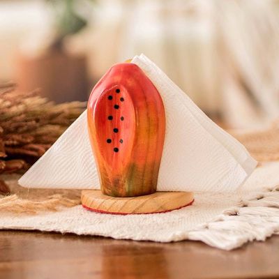 Alternate image for Carved Wood Papaya Napkin Holder Luscious Papaya