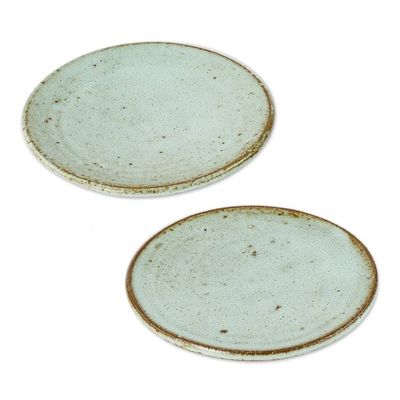 Alternate image for Rustic Small Ceramic Dessert Plates Pair Verdant Earth